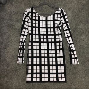 Checkered black and white bodycon dress